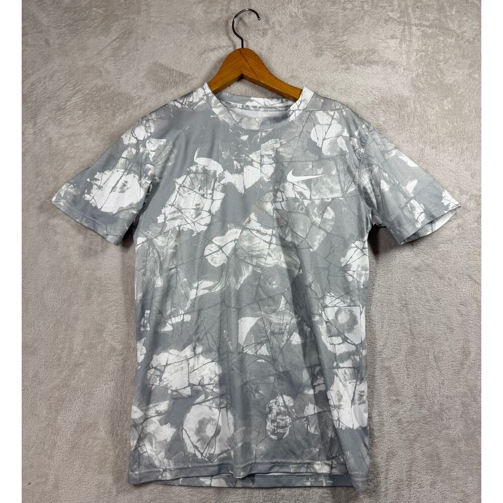 Nike Tee Mens Shirt Dri Fit Gray Cracked Slate Design Performance Size Small